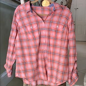 Pink button-up shirt